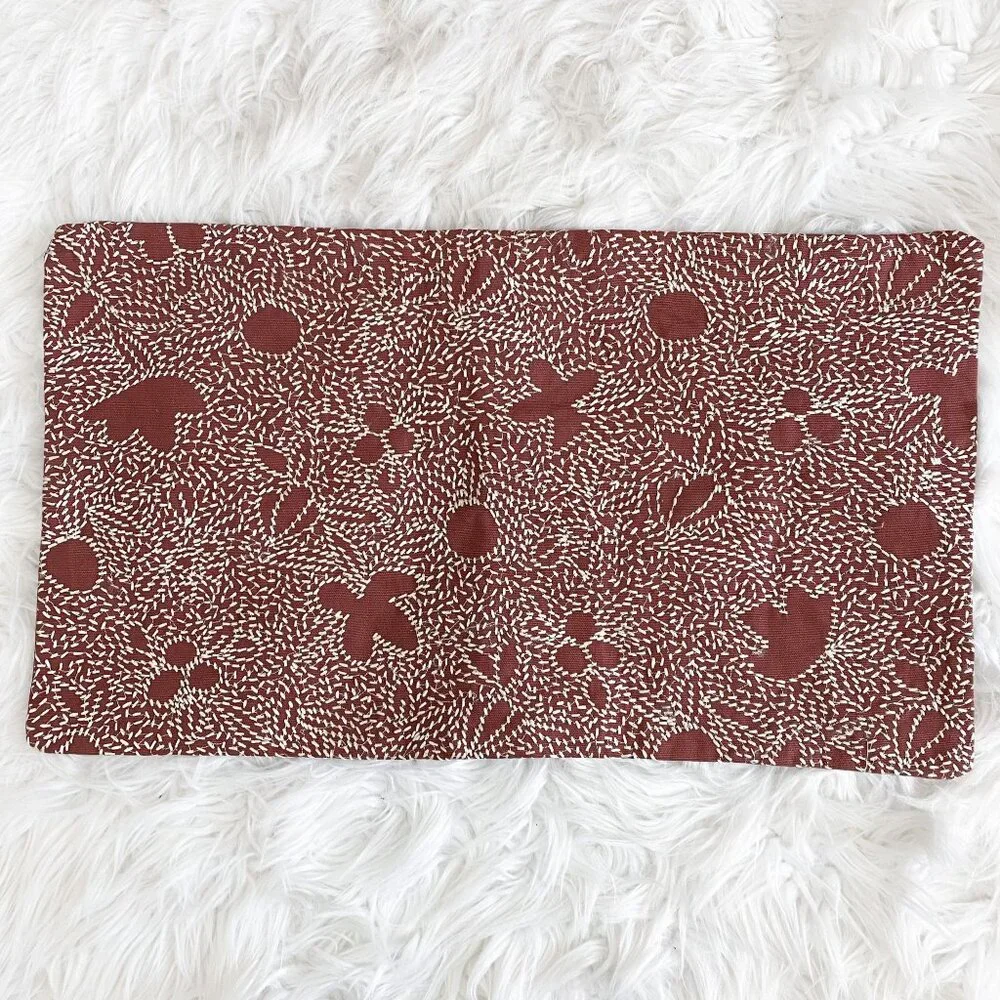 West Elm Embroidered Vintage Floral Pillow Cover Plum 12x21 NEW